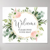 Bitte finden Sie Ihr Sitzschild in rosa Grün Poster (Vorne)