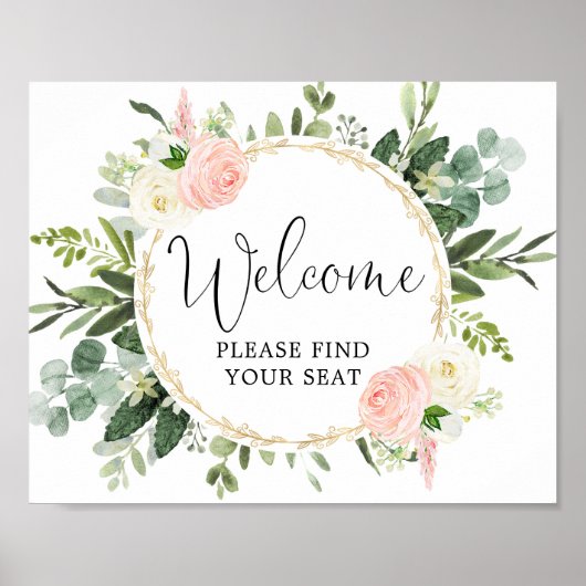 Bitte finden Sie Ihr Sitzschild in rosa Grün Poster (Vorne)