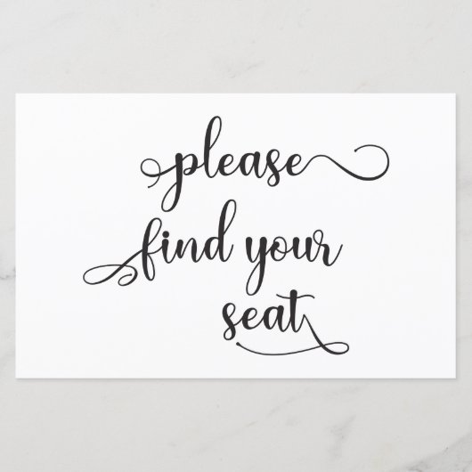 "Bitte finden Sie Ihren Platz" Schwarzes einfaches (Vorderseite)