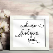 "Bitte finden Sie Ihren Platz" Schwarzes einfaches