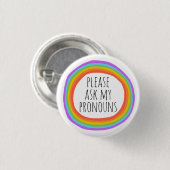 Bitte Frag meinen Pronouns-farbigen Regenbogenkrei Button (Vorne & Hinten)