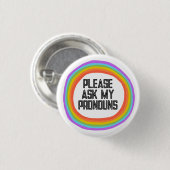 Bitte Frag meinen Pronouns-farbigen Regenbogenkrei Button (Vorne & Hinten)