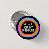 Bitte Frag meinen Pronouns-farbigen Regenbogenkrei Button (Vorne & Hinten)