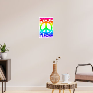 Bitte Frieden Regenbogen-Lettern Poster