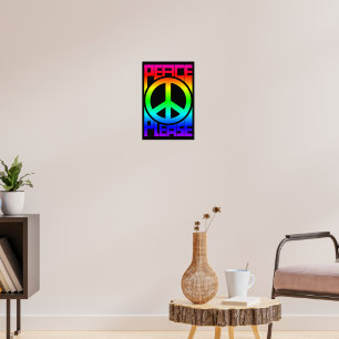 Bitte Frieden Regenbogen-Lettern Poster