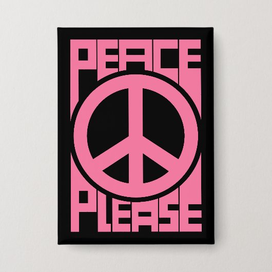 Bitte Frieden Rosa Schriftzug Button (Vorderseite)
