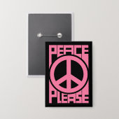 Bitte Frieden Rosa Schriftzug Button (Vorderseite/Rückseite)