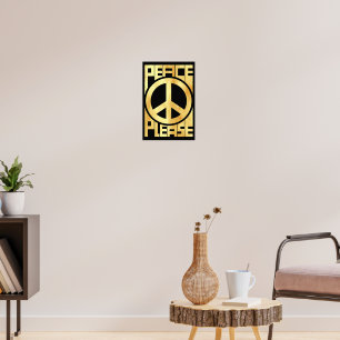 Bitte Frieden Sanfte Goldschrift Poster