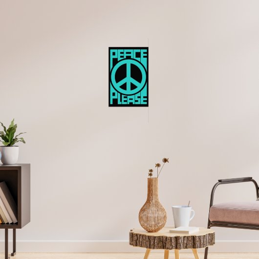 Bitte Frieden Türkis Schriftzug Poster (Wohnzimmer 3)