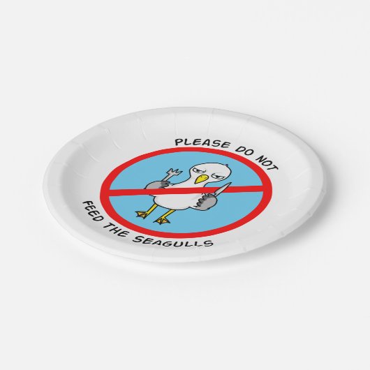 Bitte füttern Sie nicht die Seemöwen Pappteller (Schrägansicht)