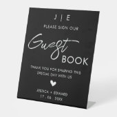 Bitte geben Sie unser Gästebuch Minimalistisch Sch Sockelschild (Vorderseite)