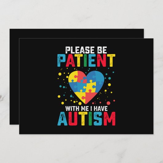 Bitte geduldig sein mit mir, ich habe Autismus Bew Einladung (Vorne/Hinten)