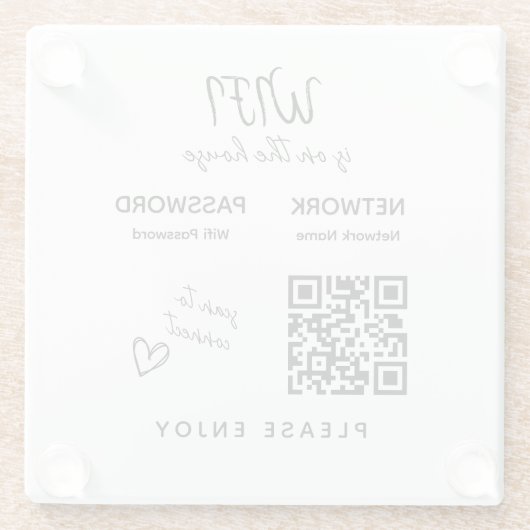 Bitte genießen Sie die WiFi-Kennwortprüfung, um QR Glasuntersetzer (Rückseite)