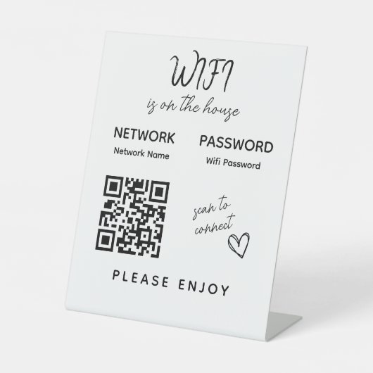 Bitte genießen Sie die WiFi-Kennwortprüfung, um QR Sockelschild (Vorderseite)