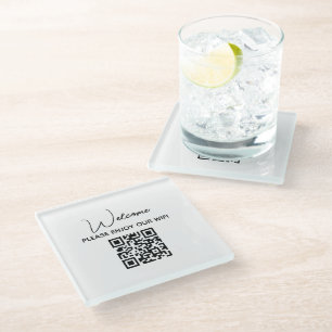 Bitte genießen Sie unseren Hotel Wifi Welcome QR C Glasuntersetzer