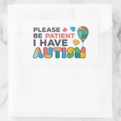 Bitte haben Sie Geduld, ich habe Autismus-Multicol Rechteckiger Aufkleber (Tasche)