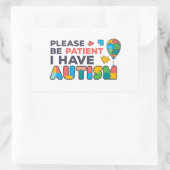 Bitte haben Sie Geduld, ich habe Autismus-Multicol Rechteckiger Aufkleber (Tasche)