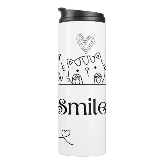 Bitte lächeln Katzen lieben Niedlich in Liebe Katz Thermosbecher (Nach rechts gedreht)