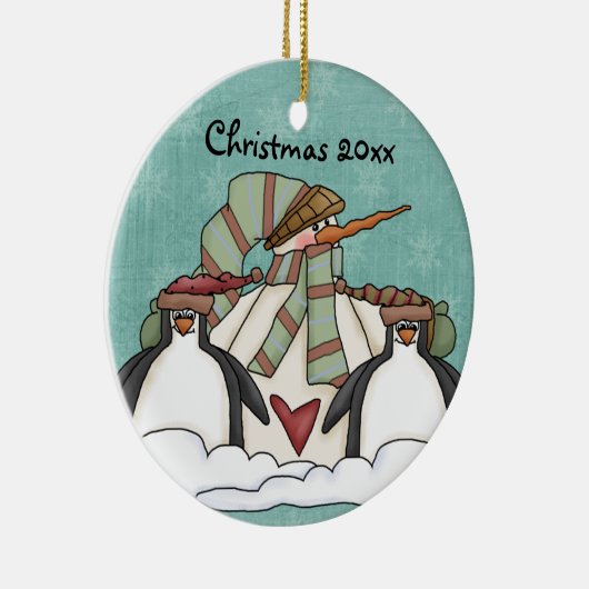 Bitte lassen Sie es Schnee Snowman Keepake Ornamen Keramikornament (Rechts)