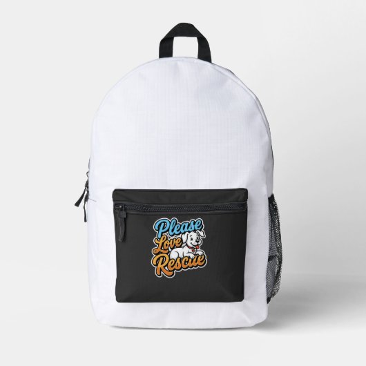 Bitte lieben Sie Rettungshunde Bedruckter Rucksack (Vorderseite)