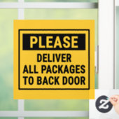 Bitte liefern Sie alle Pakete an die hintere Tür Fensteraufkleber (Zuhause)