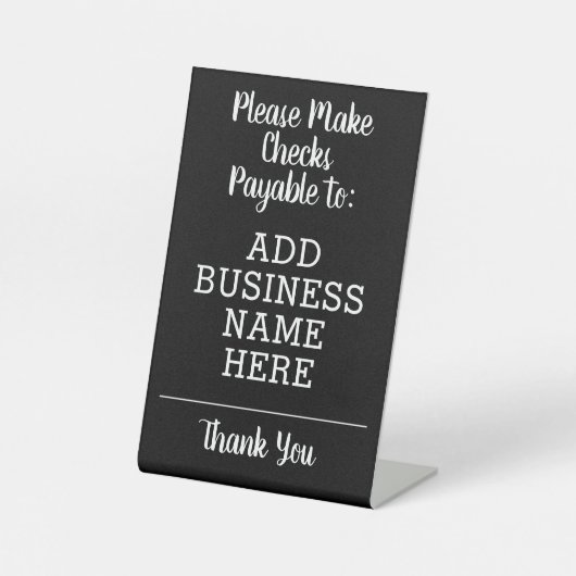 Bitte machen Sie Karo an - Firmenname Desk. Sockelschild (Vorderseite)