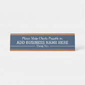 Bitte machen Sie Karo zahlbar an - Navy Schreibtischnamensplakette (Vorderseite )