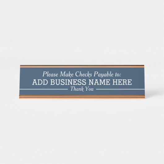 Bitte machen Sie Karo zahlbar an - Navy Schreibtischnamensplakette (Vorderseite )