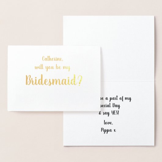 Bitte meine Bridesmaid Gold Foil Grußkarte Folienkarte (Anzeige)