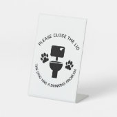 Bitte nah die Lid Hund Funny Toilet Classic Sockelschild (Vorderseite)
