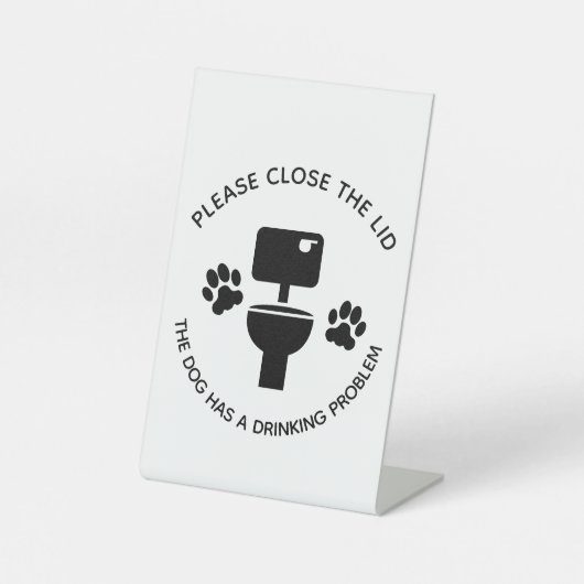 Bitte nah die Lid Hund Funny Toilet Classic Sockelschild (Vorderseite)