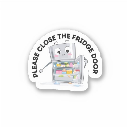 Bitte nahe die Tür zum Kühlschrank Aufkleber (Vorderseite)