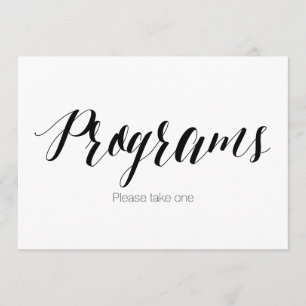 "Bitte nehmen Sie ein Programm" Hochzeitsschild Einladung