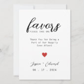 Bitte nehmen Sie eine Gastgeschenk Hochzeit Einfac (Vorderseite)