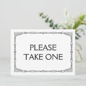 "Bitte nehmen Sie eins" Art-Deco-Zeichen Einladung (Stehend Vorderseite)