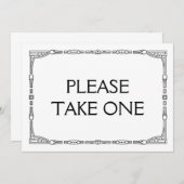"Bitte nehmen Sie eins" Art-Deco-Zeichen Einladung (Vorne/Hinten)