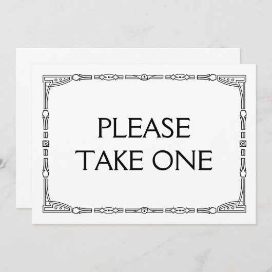 "Bitte nehmen Sie eins" Art-Deco-Zeichen Einladung (Vorne/Hinten)