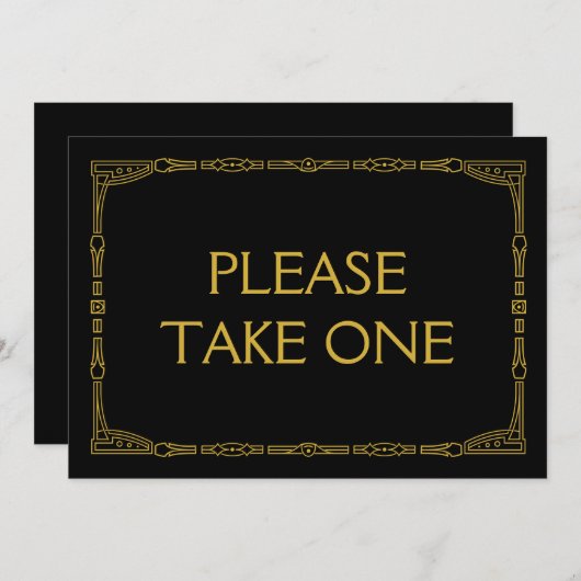 "Bitte nehmen Sie eins" Gold Art Deco Style Hochze (Vorne/Hinten)