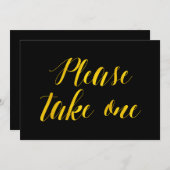 "Bitte nehmen Sie eins" Imitate Gold Foil Chic Wed Einladung (Vorne/Hinten)