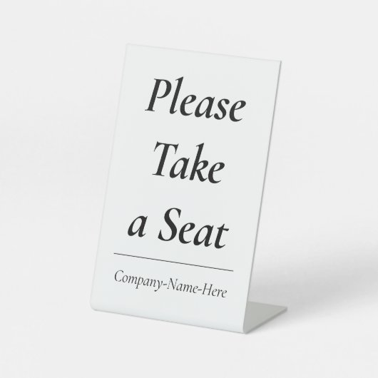 "Bitte nehmen Sie Platz" + Kundenname Sockelschild (Vorderseite)