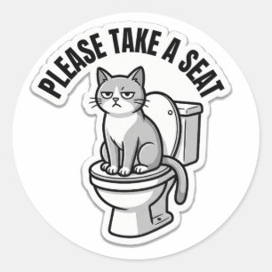 Bitte nehmen Sie Platz Toilettenaufkleber Runder Aufkleber