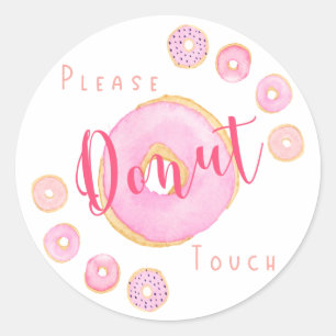 Bitte nicht berühren - Lustiger rosa Donut Runder Aufkleber