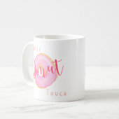 Bitte nicht berühren - Personalisierter rosa Donut Kaffeetasse (Vorderseite Links)