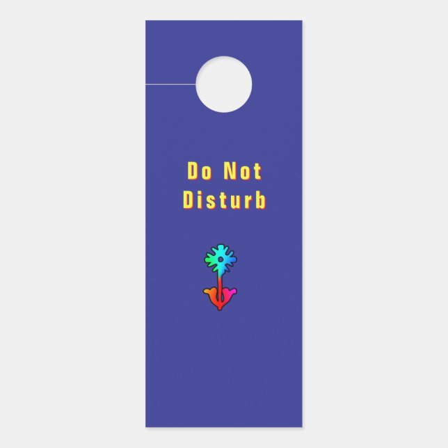 Bitte nicht stören Blumen-Logo Blau   Türanhänger (Vorderseite)