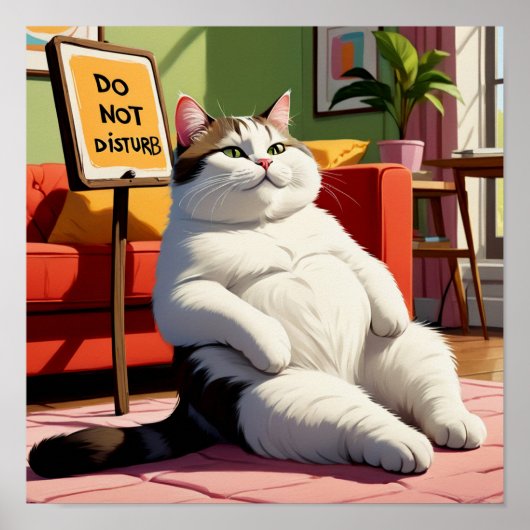 Bitte nicht stören Lustige dicke Katze Poster (Vorne)