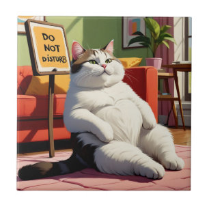 Bitte nicht stören lustige fette Katze Fliese