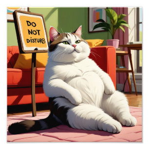 Bitte nicht stören lustige fette Katze Fotodruck