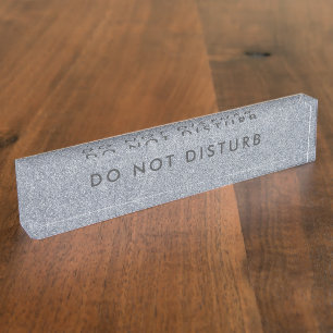 Bitte-nicht-stören-Schild Glitter Silber Business Namensplakette