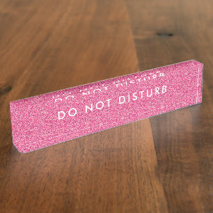 Bitte-nicht-stören-Schild rosa Glitter Business Namensplakette