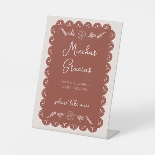 Bitte nimm dir ein Gracias, danke dir Baby Dusche Sockelschild (Vorderseite)